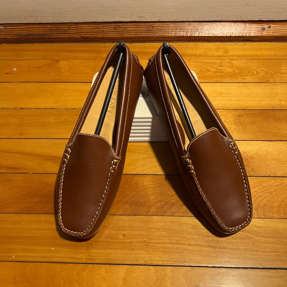 NEW Brown leather driving loafers/moccasins - Lands' End - Picture 4 of 9